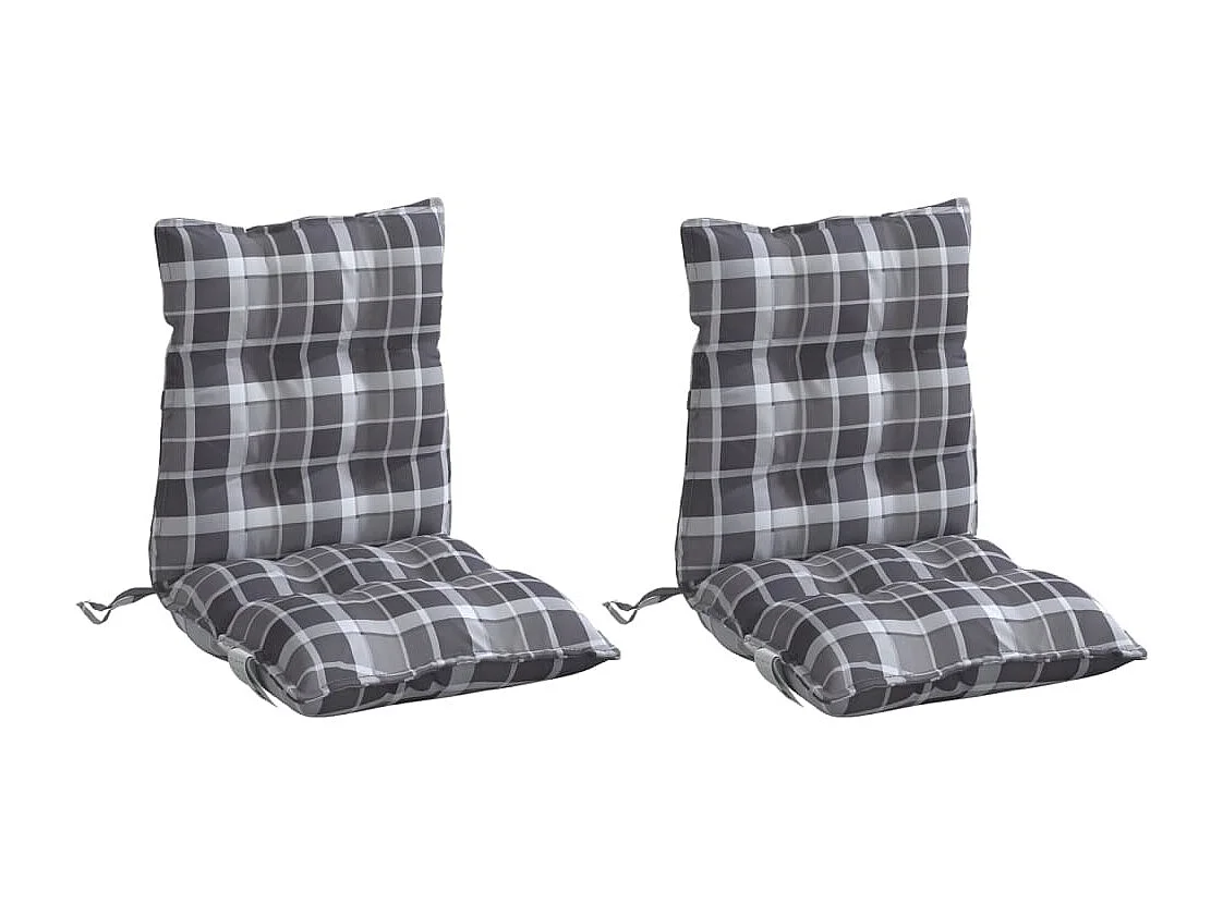 Almofadões cadeira encosto baixo 2 peças oxford xadrez cinzento