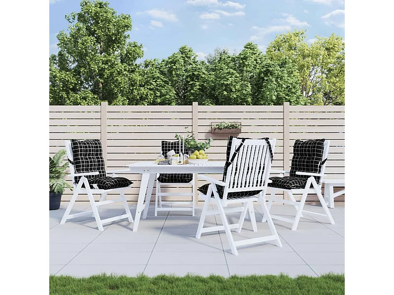 Almofadões cadeira encosto baixo 4 peças oxford xadrez preto