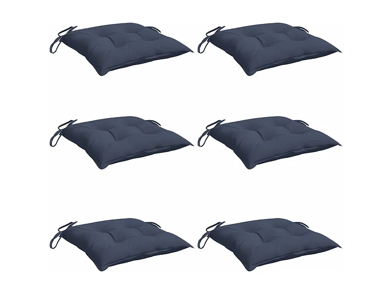 Coussins de chaise lot de 6 bleu marine 50x50x7 cm tissu oxford