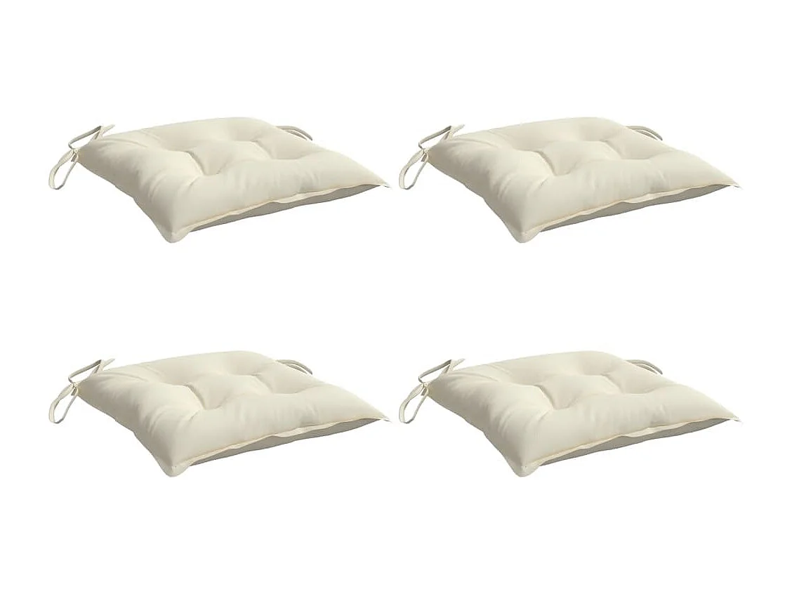 Coussins de chaise 4 pièces blanc crème 40x40x7 cm tissu oxford