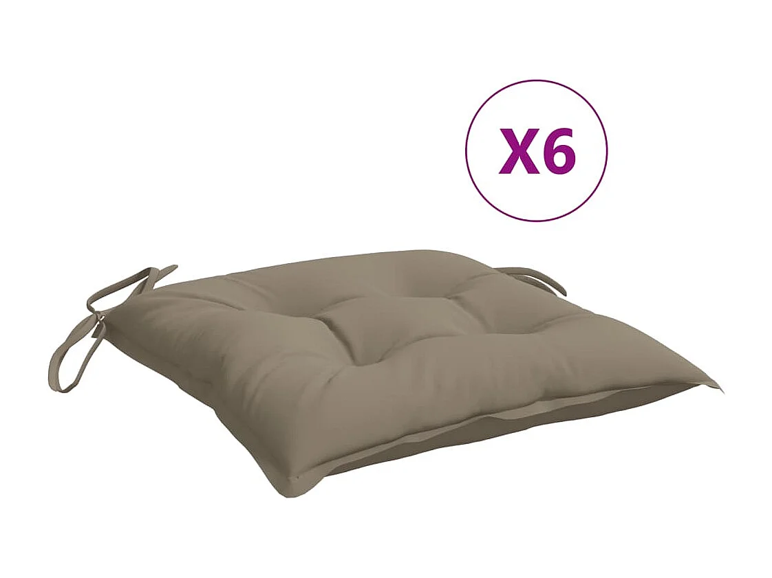 Coussins de chaise 6 pièces taupe 50x50x7 cm tissu oxford