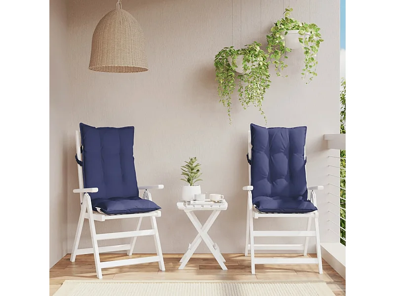 Coussins de chaise à dossier haut lot de 2 bleu marine