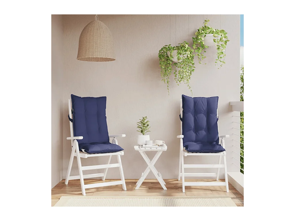 Coussins de chaise à dossier haut lot de 2 bleu marine