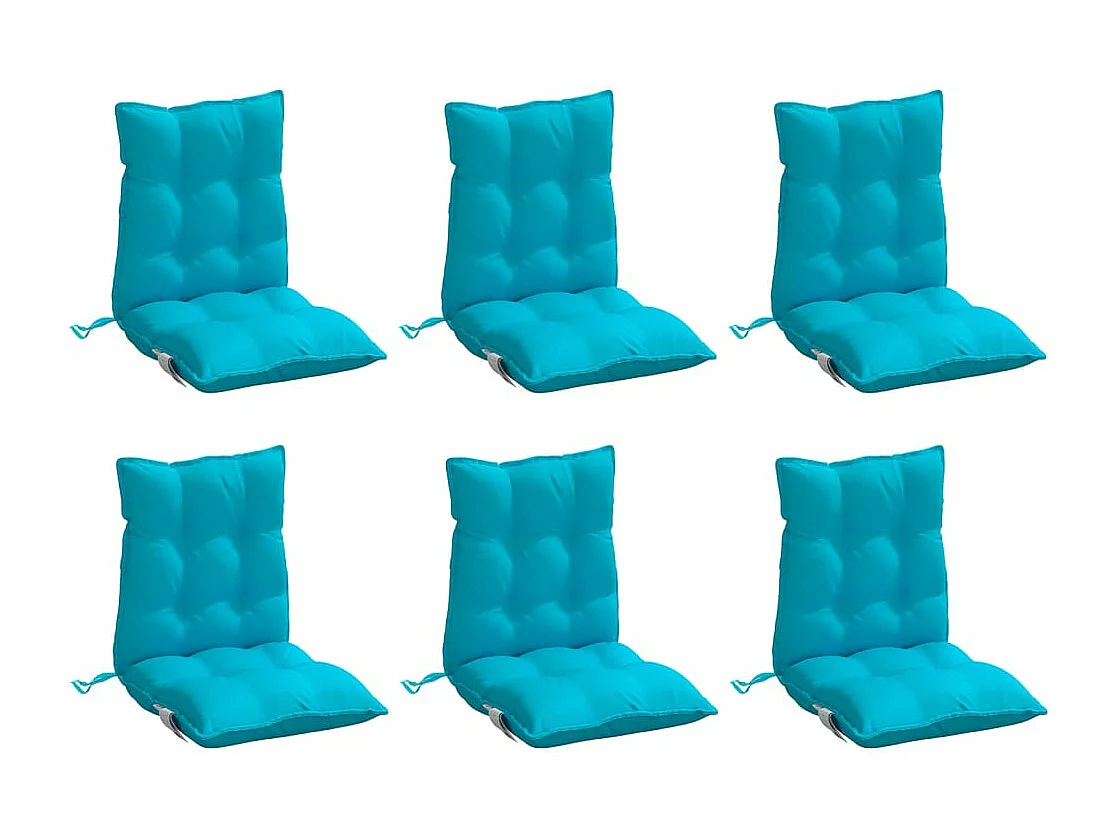 Coussins de chaise à dossier bas lot de 6 turquoise