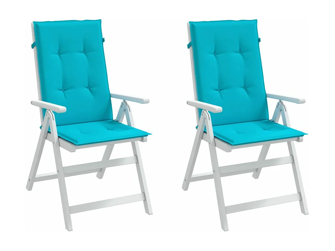 Coussins de chaise à dossier haut 2 pièces turquoise tissu
