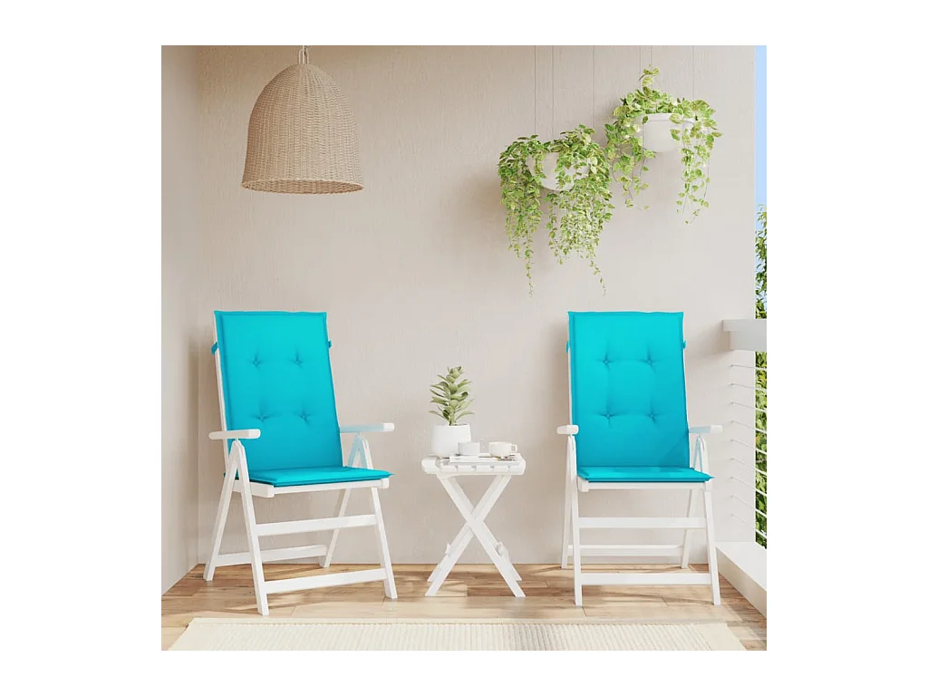 Coussins de chaise à dossier haut 2 pièces turquoise tissu