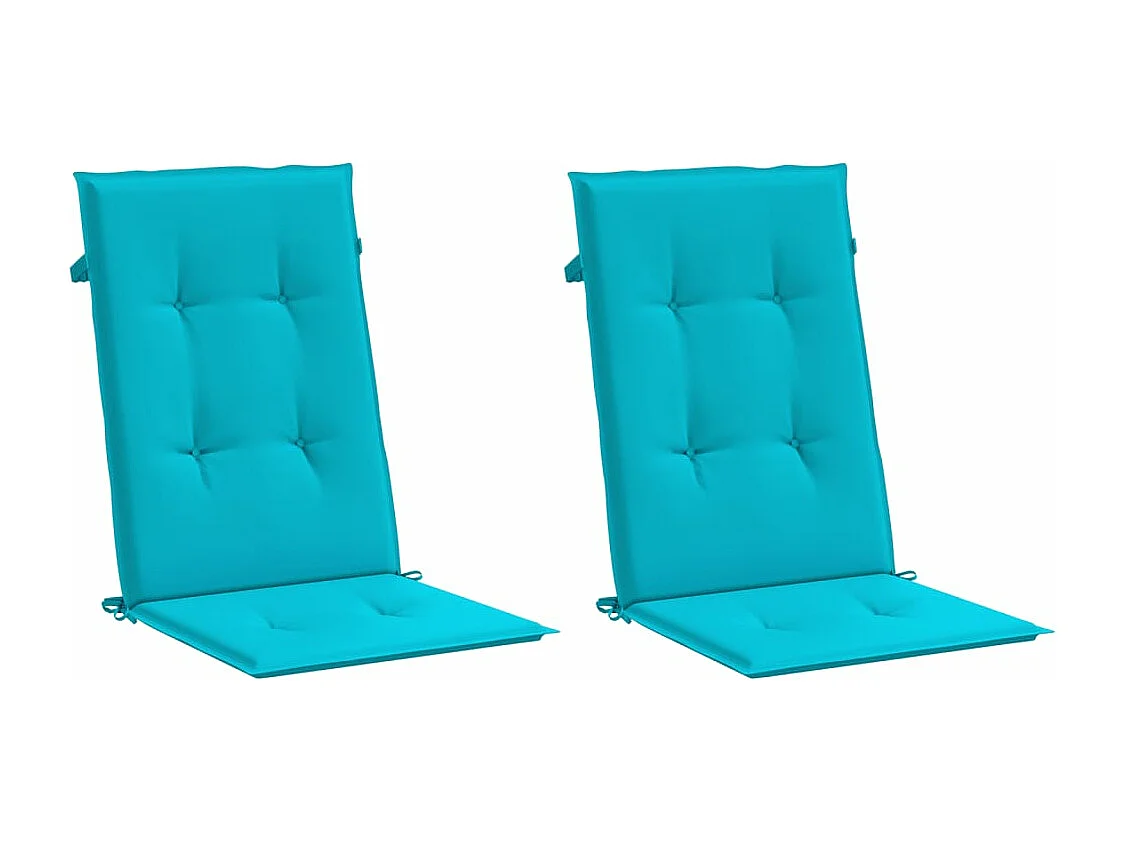 Coussins de chaise à dossier haut 2 pièces turquoise tissu