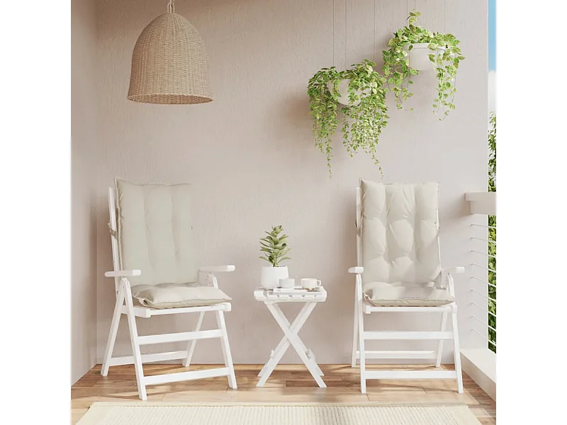 Coussins de chaise à dossier haut lot de 2 crème tissu oxford