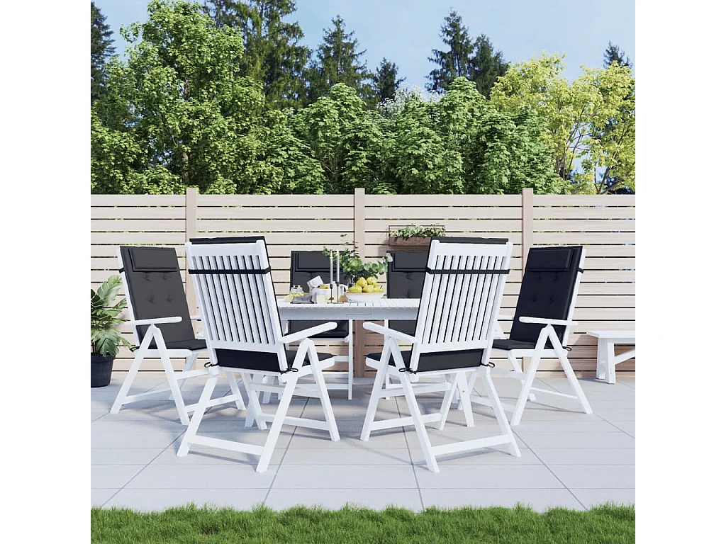 Coussins de chaise à dossier haut lot de 6 noir tissu oxford