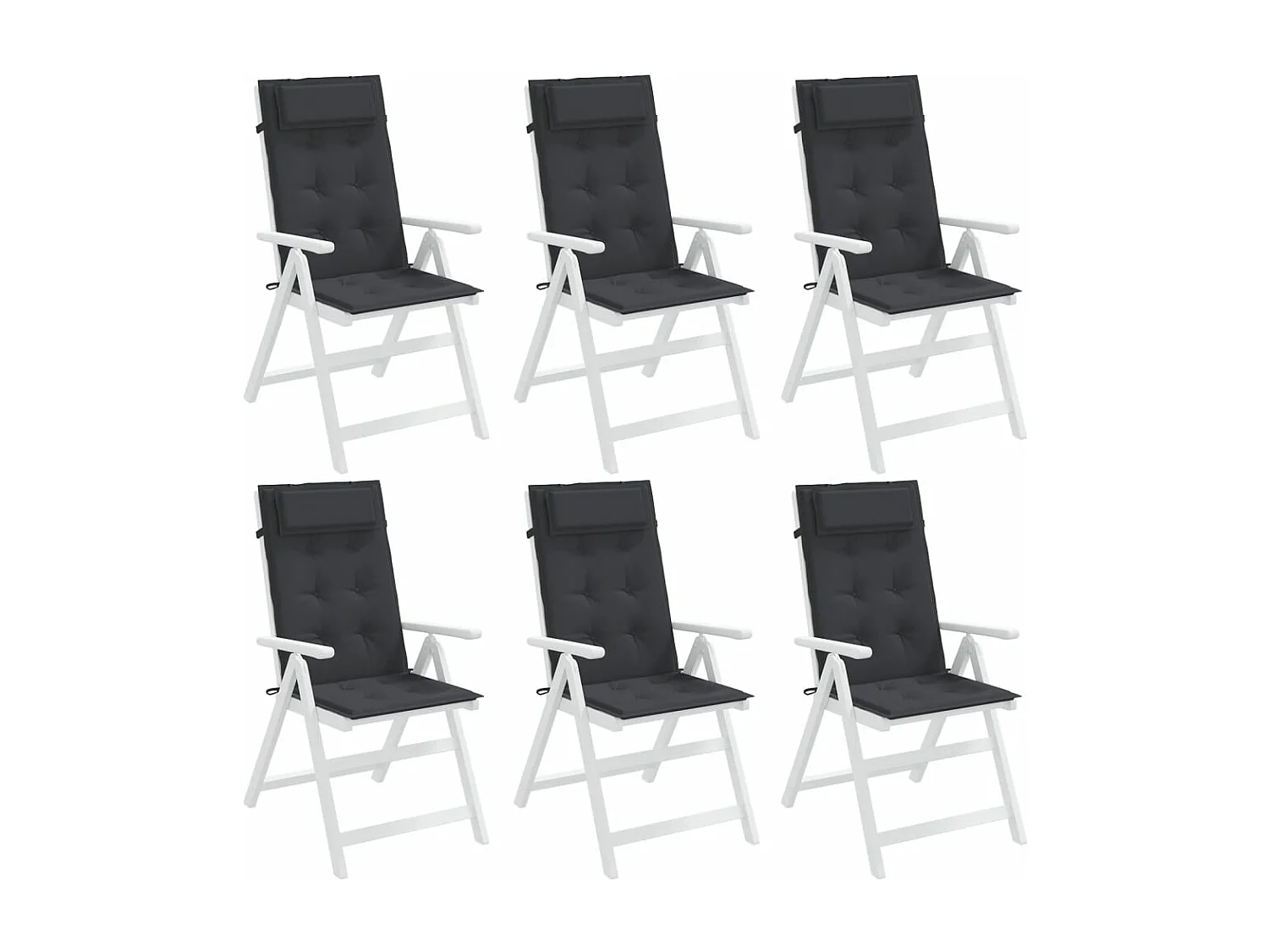 Coussins de chaise à dossier haut lot de 6 noir tissu oxford