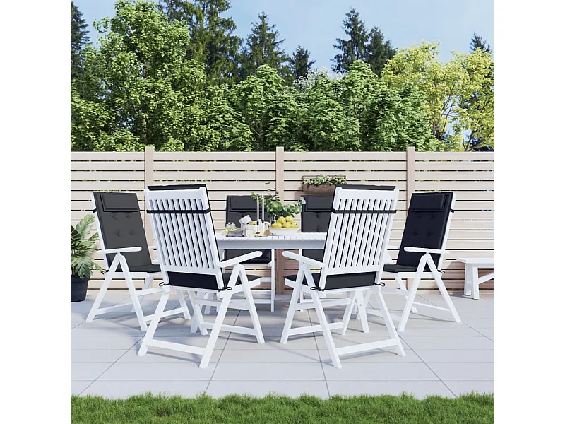 Coussins de chaise à dossier haut lot de 6 noir tissu oxford