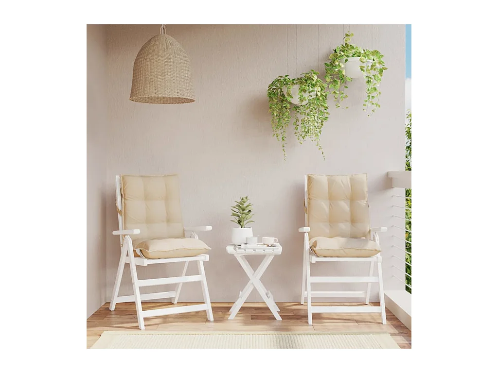 Coussins de chaise à dossier bas lot de 2 beige tissu oxford