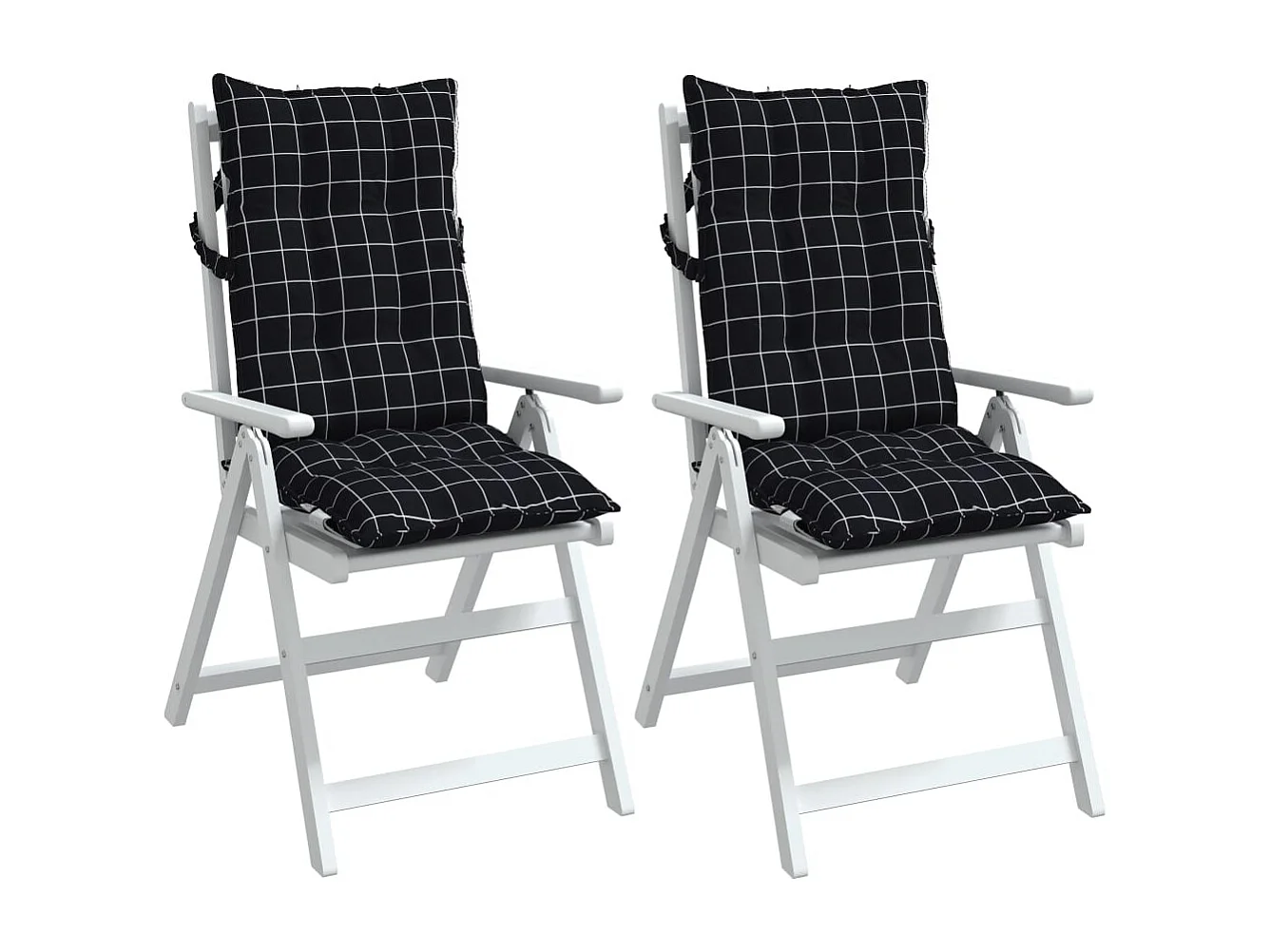 Cojines para silla respaldo alto 2 unidades tela a cuadros negro