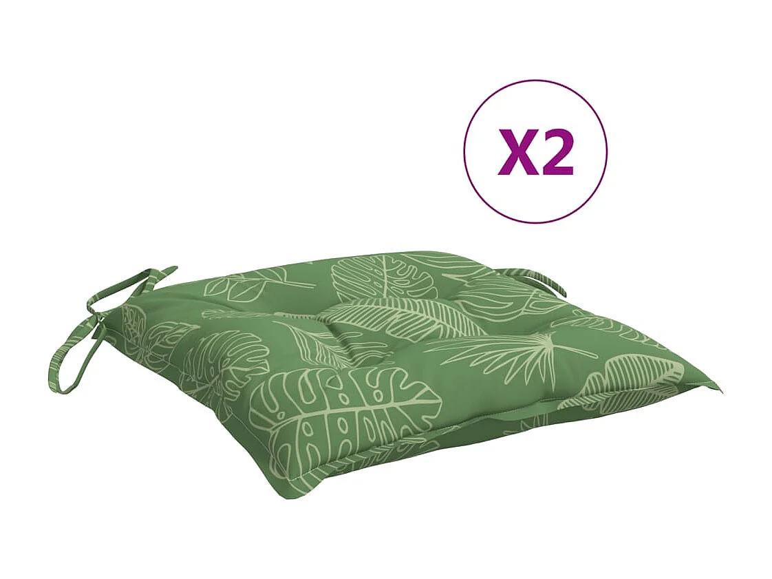 Stoelkussens 2 st bladpatroon 40x40x7 cm stof