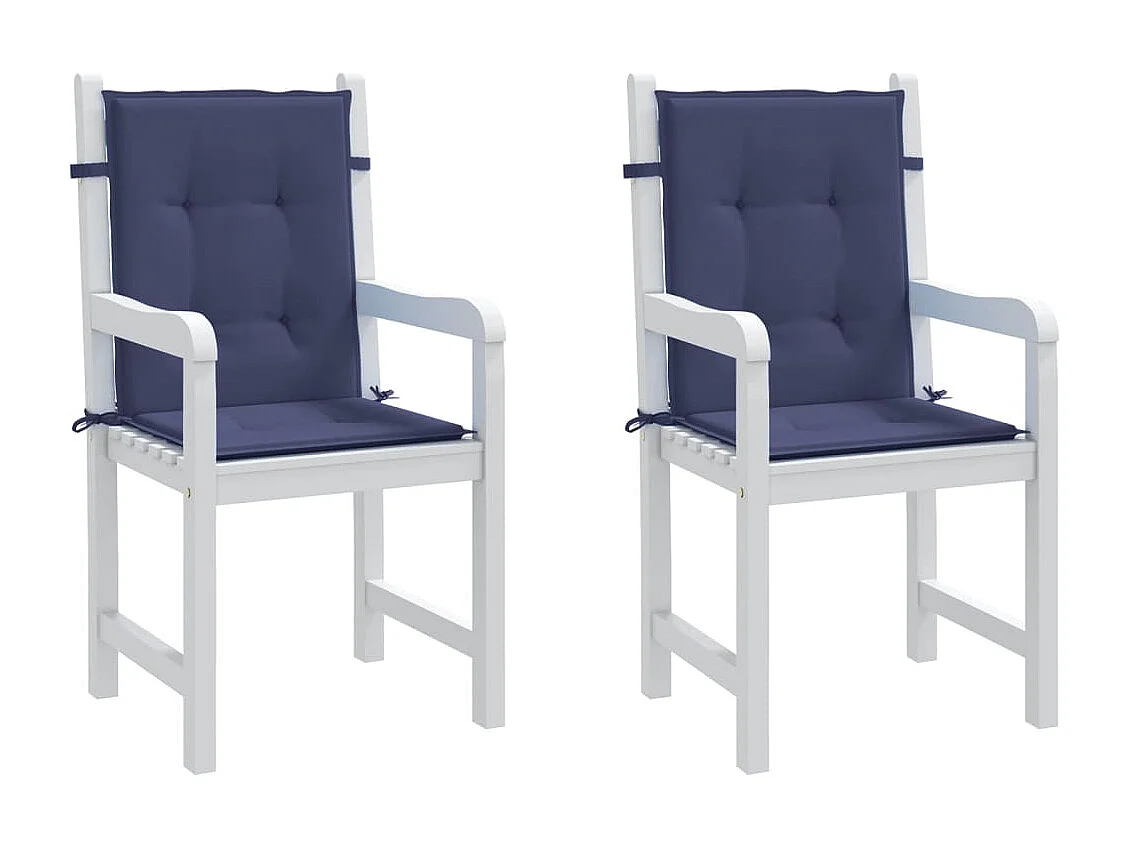Coussins de chaise à dossier bas lot de 2 bleu marine tissu