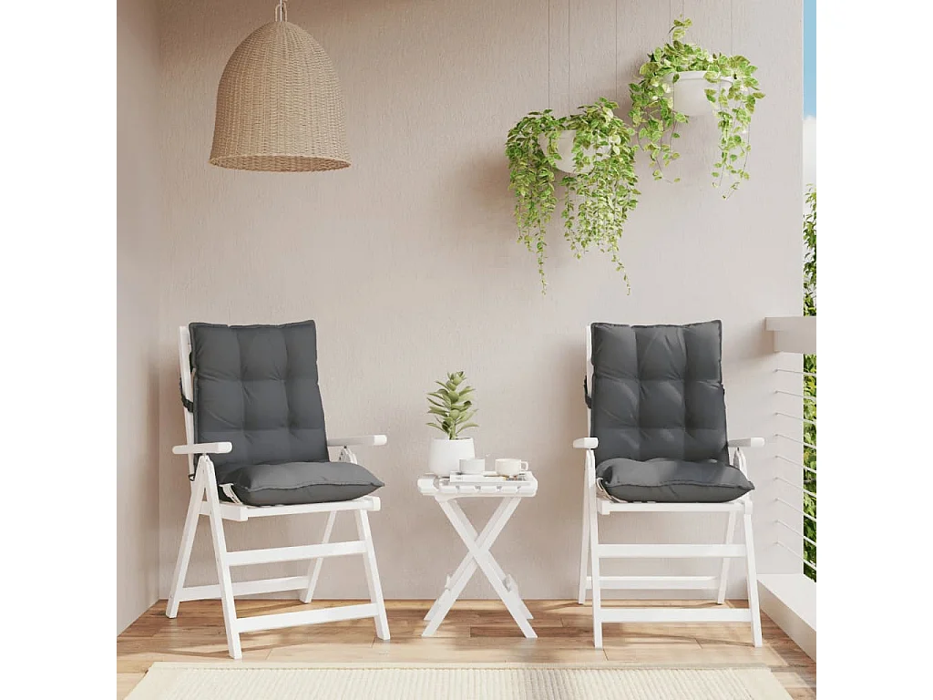 Coussins de chaise à dossier bas lot de 2 anthracite