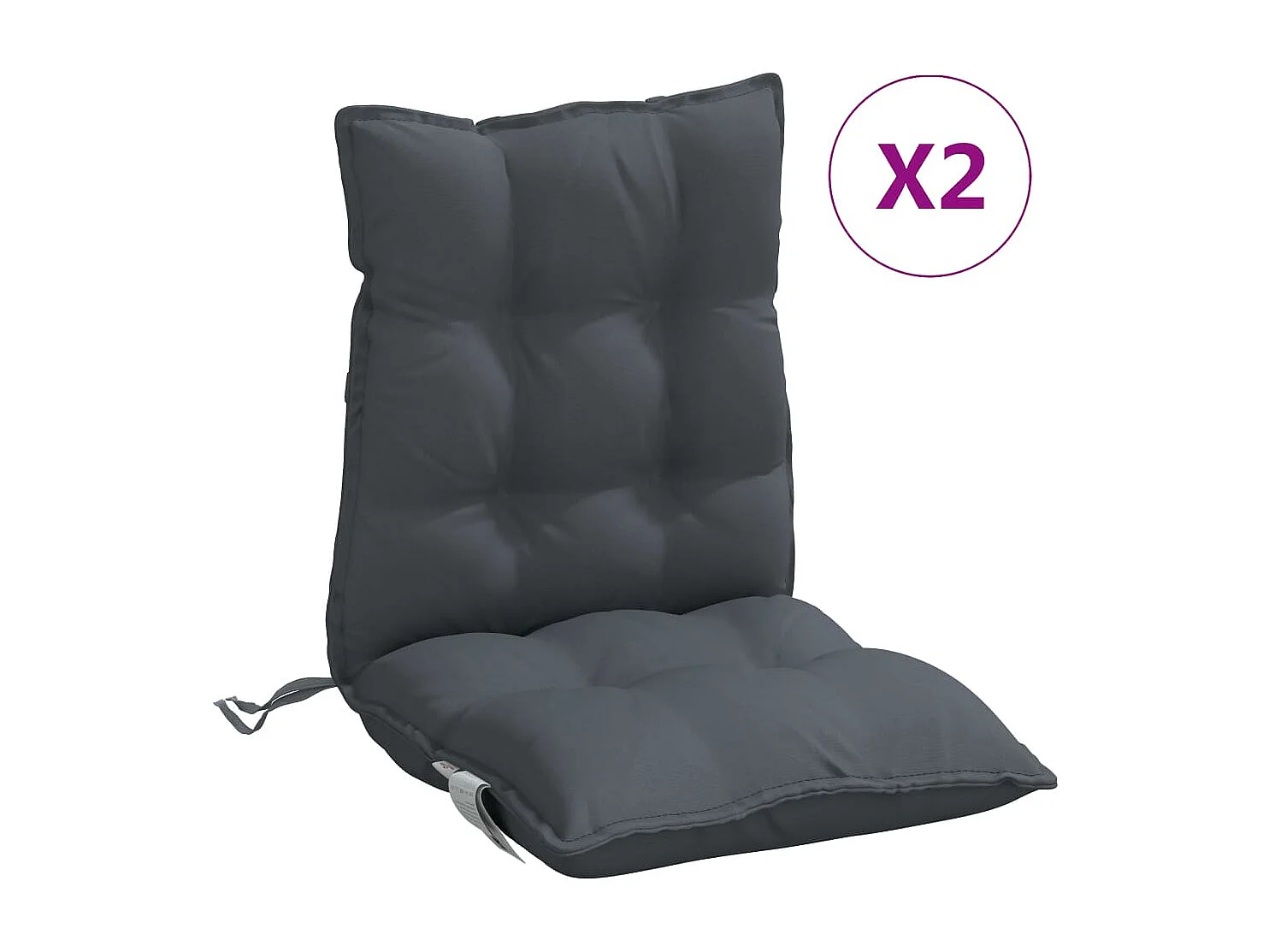 Coussins de chaise à dossier bas lot de 2 anthracite