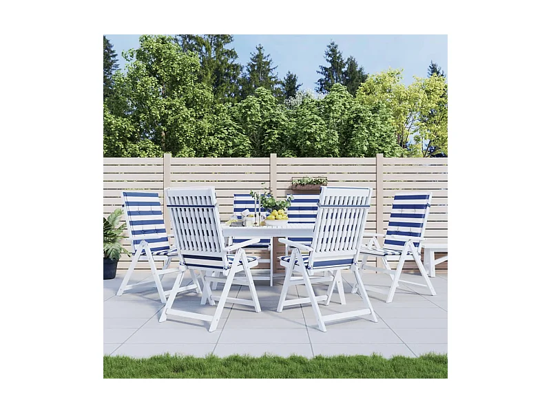 Coussins de chaise à dossier haut 6pièces rayures bleu/blanc tissu