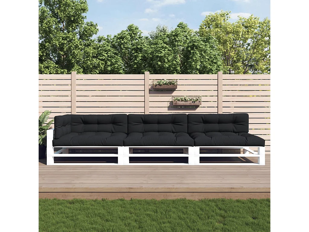 Almofadões para móveis de paletes 7 peças tecido preto