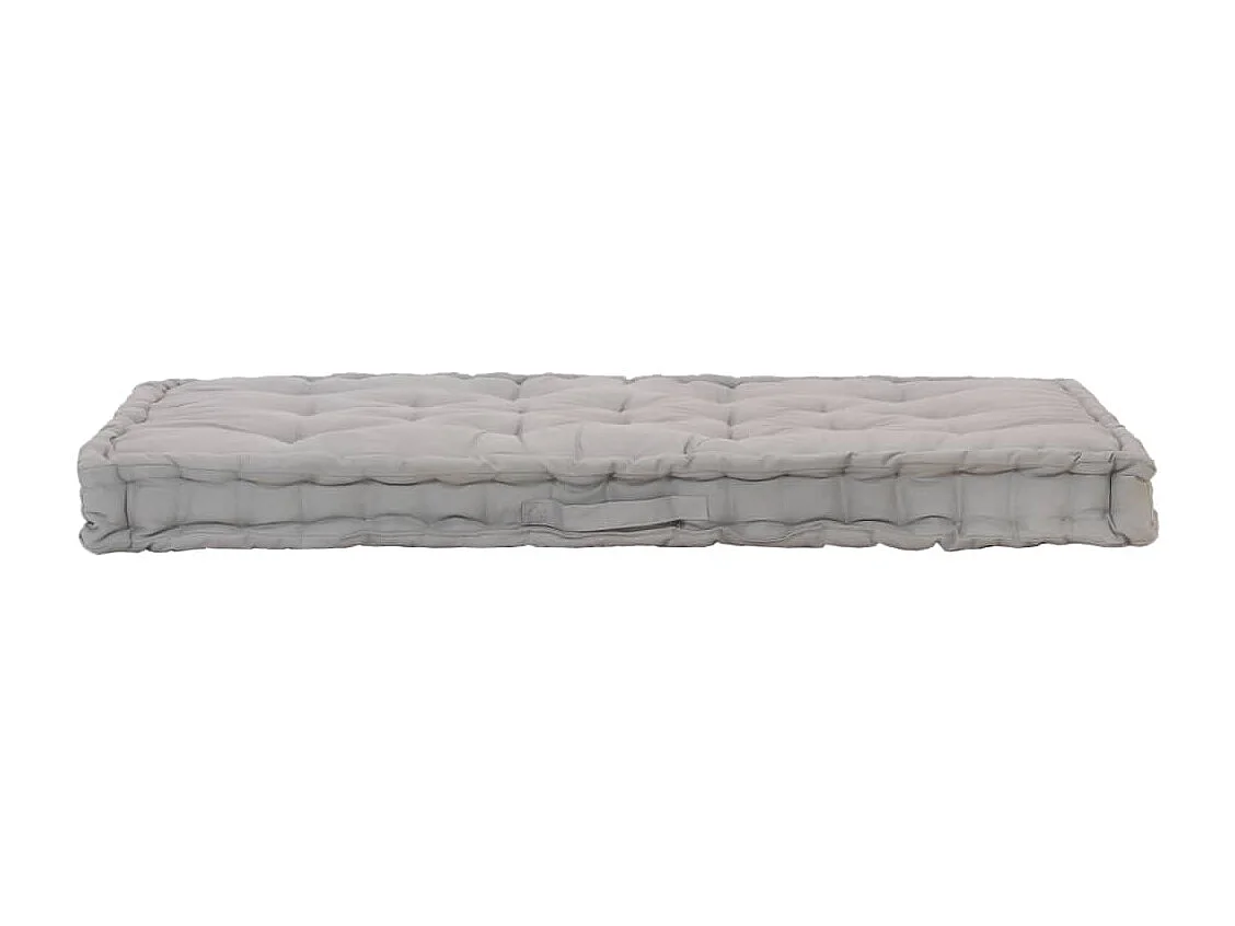 Coussin de plancher de palette Coton 120x80x10 cm Gris