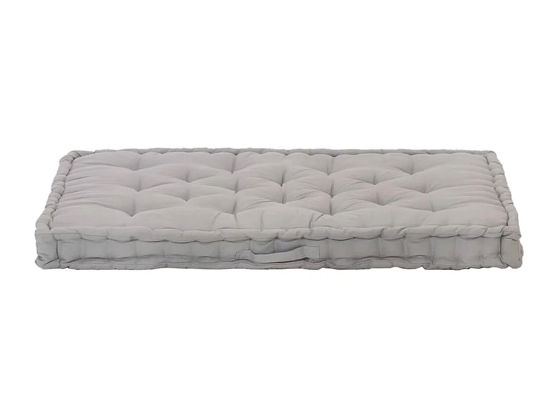 Coussin de plancher de palette Coton 120x80x10 cm Gris