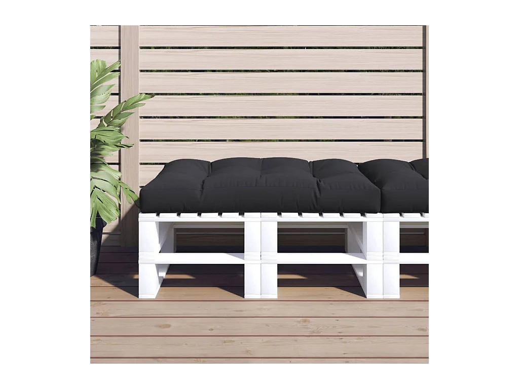Coussin de palette noir 120x80x12 cm tissu