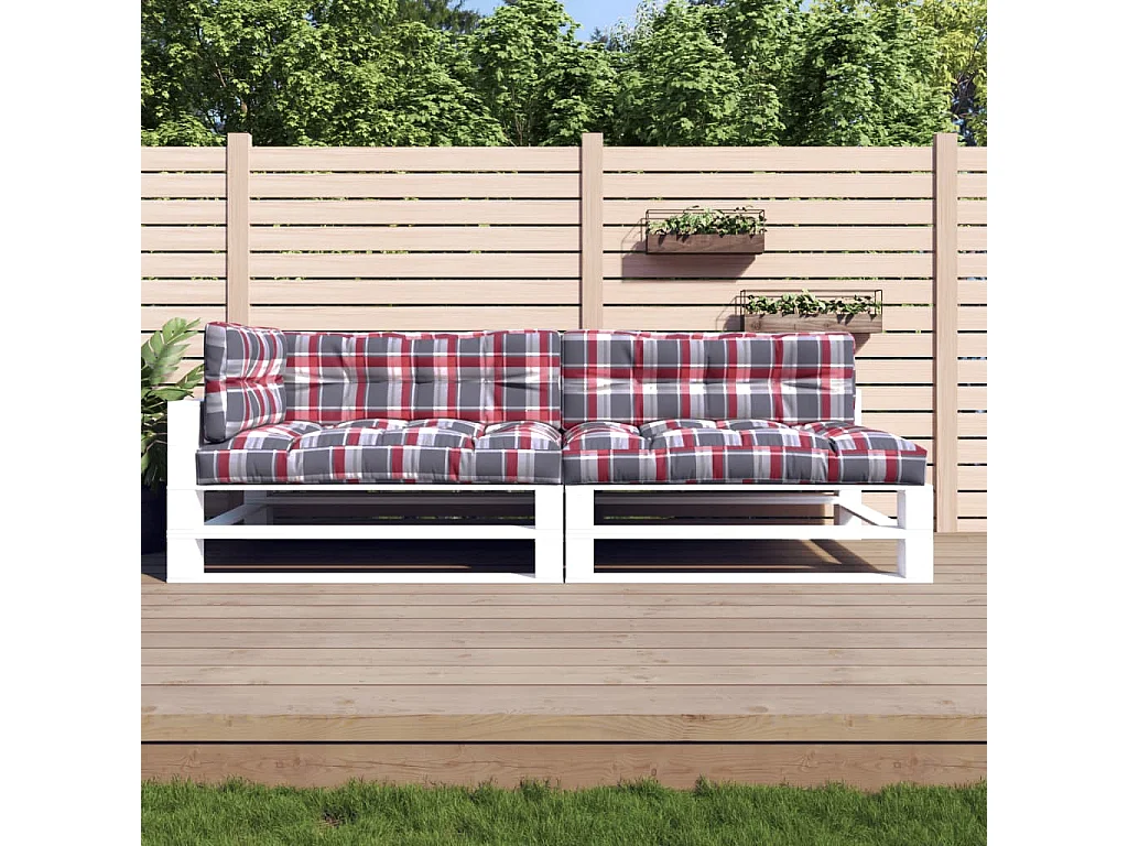 Coussins de palette 5 pièces motif à carreaux rouge tissu