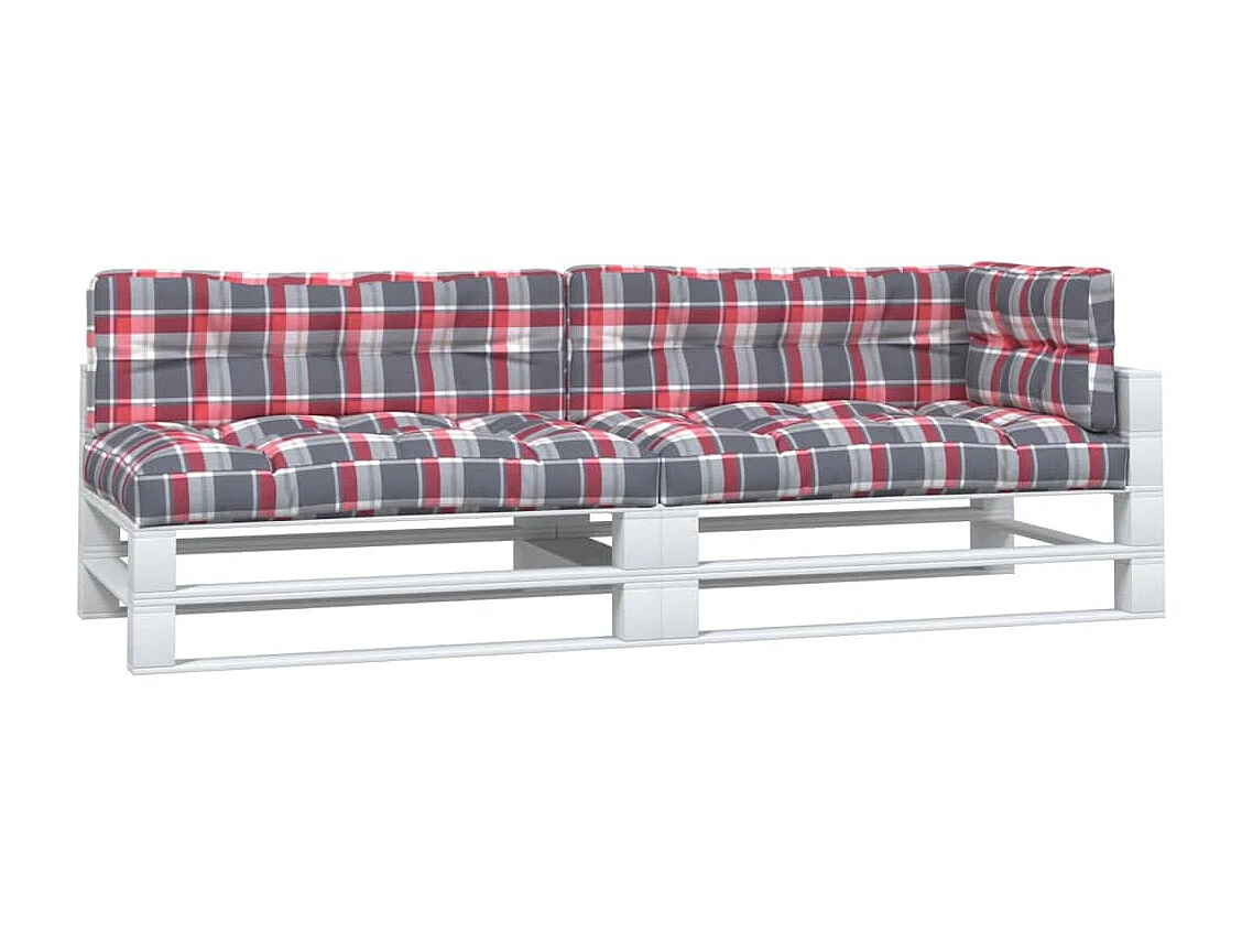 Coussins de palette 5 pièces motif à carreaux rouge tissu