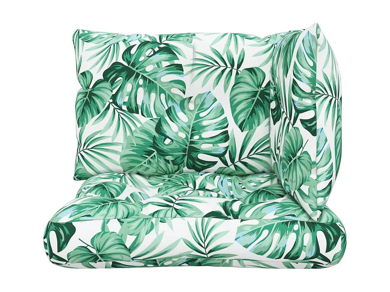 Almofadões para sofá de paletes 3 peças tecido padrão de folhas