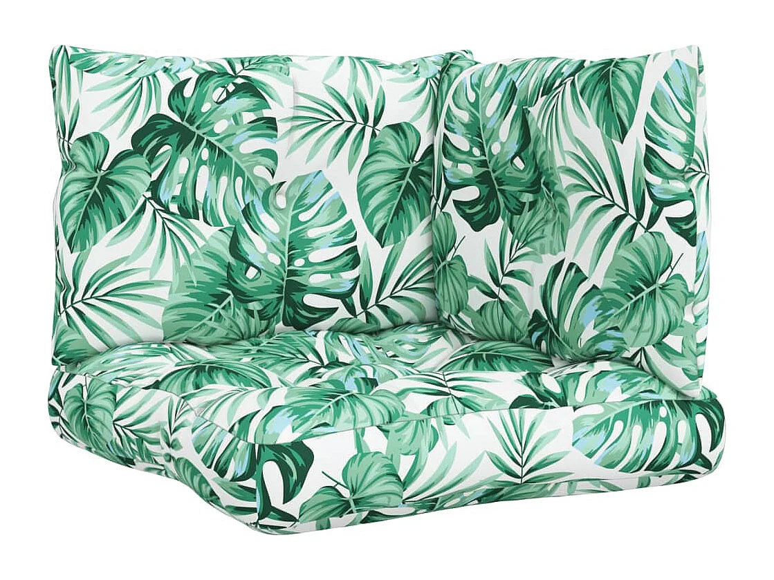 Coussins de palette 3 pièces motif de feuilles tissu