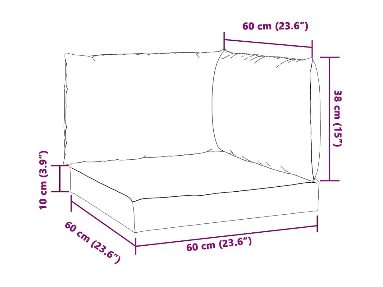 Coussins de palette lot de 3 anthracite mélangé tissu