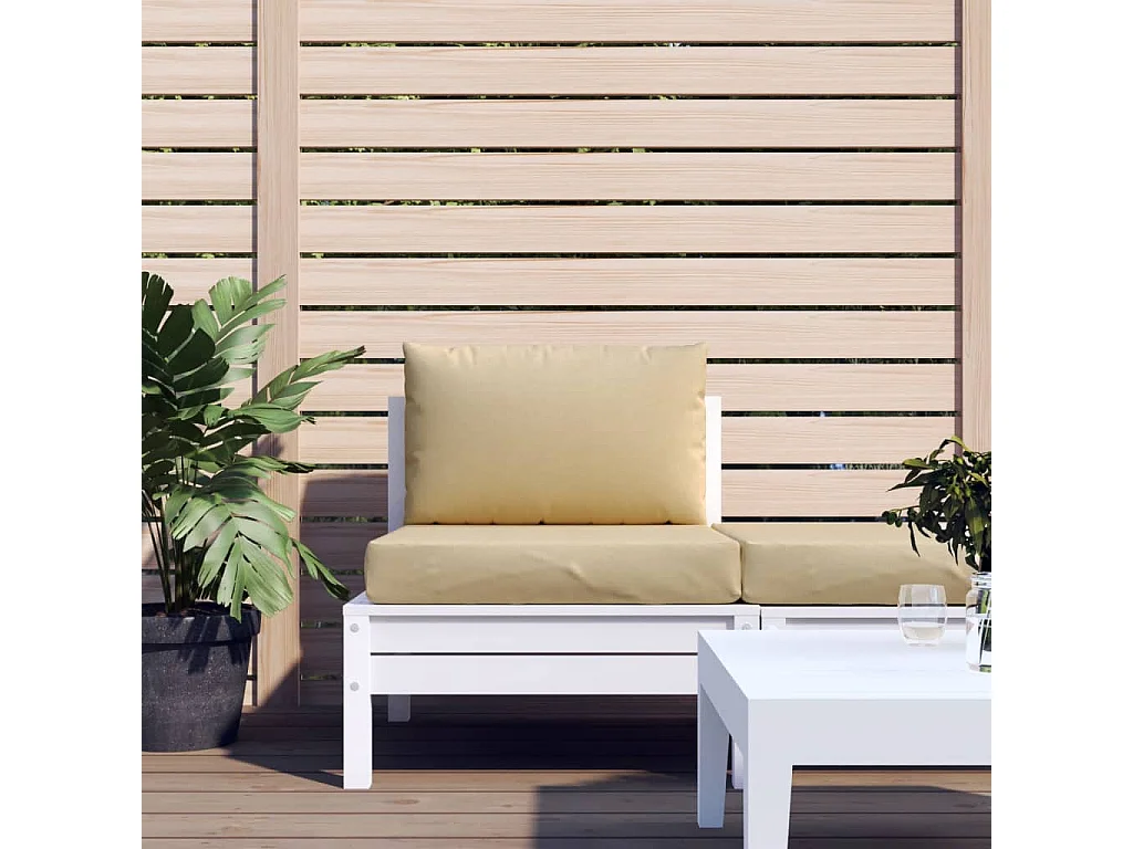 Palletkussens 2 st stof gemêleerd beige