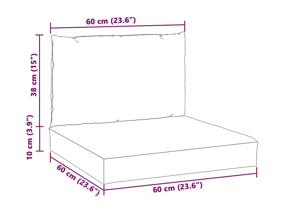 Palletkussens 2 st stof gemêleerd beige