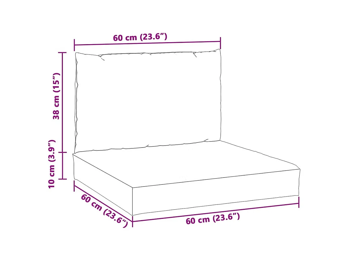 Coussins de palette lot de 2 beige mélangé tissu