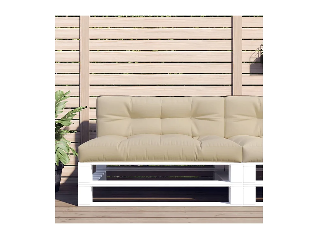 Coussin de palette beige 120x40x12 cm tissu
