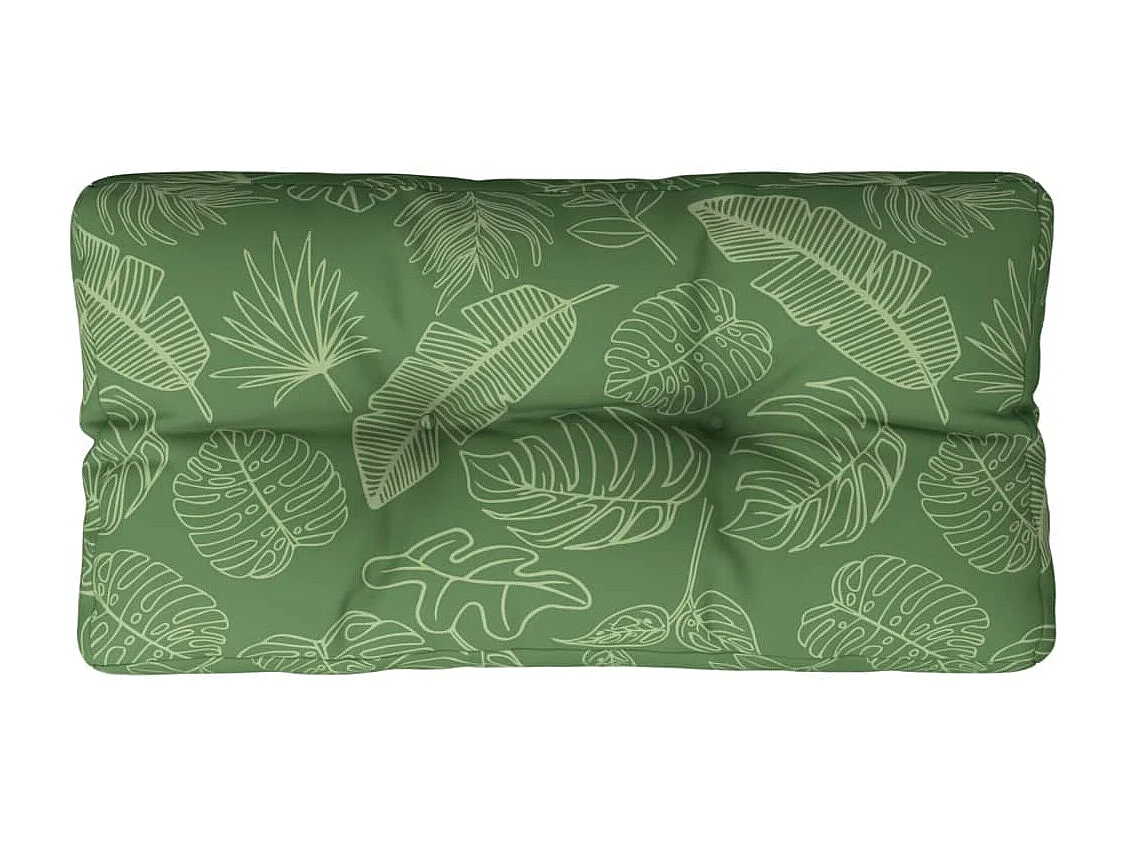 Coussin de palette motif de feuilles 70x40x12 cm tissu