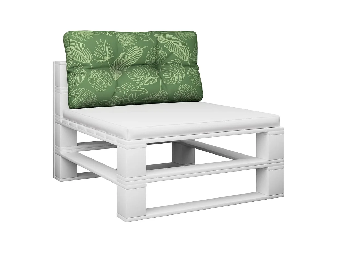 Coussin de palette motif de feuilles 70x40x12 cm tissu