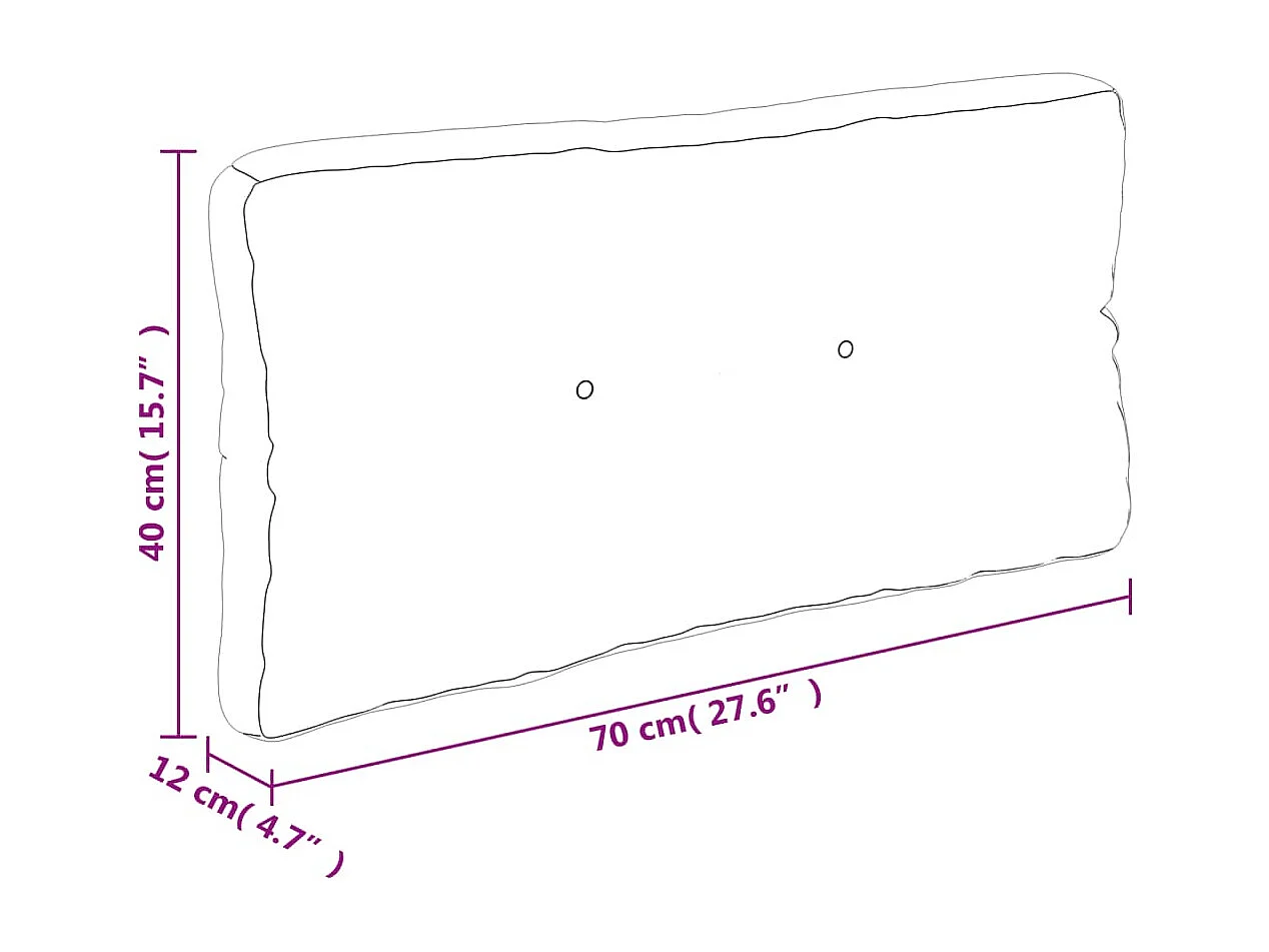 Coussin de palette noir 70x40x12 cm tissu