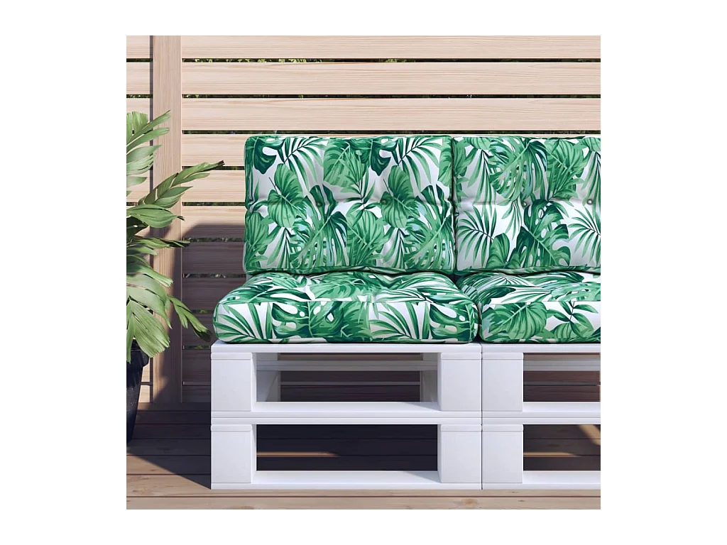 Coussin de palette motif de feuilles 50x40x12 cm tissu