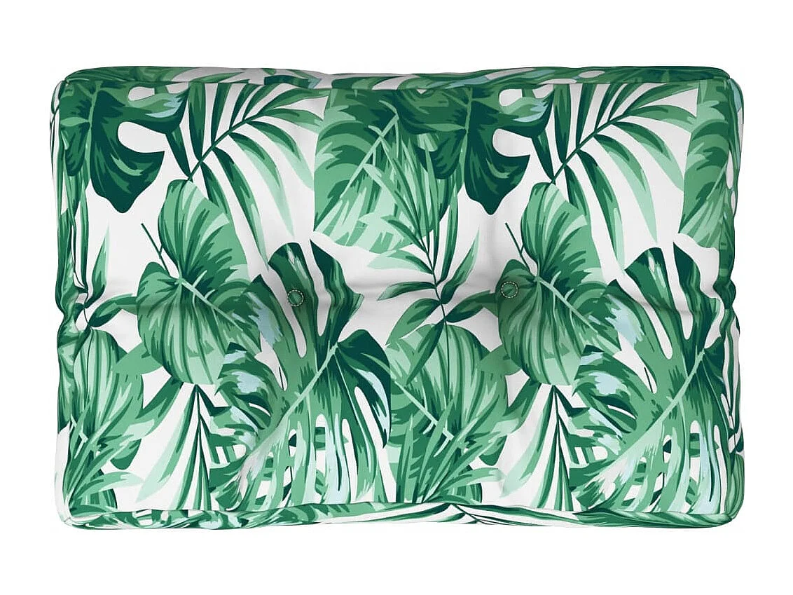 Coussin de palette motif de feuilles 50x40x12 cm tissu