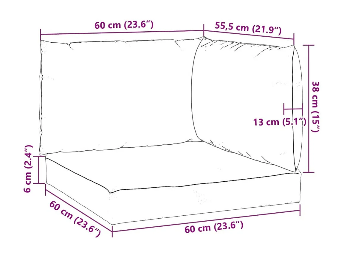 Coussins de palette 3 pièces anthracite tissu oxford