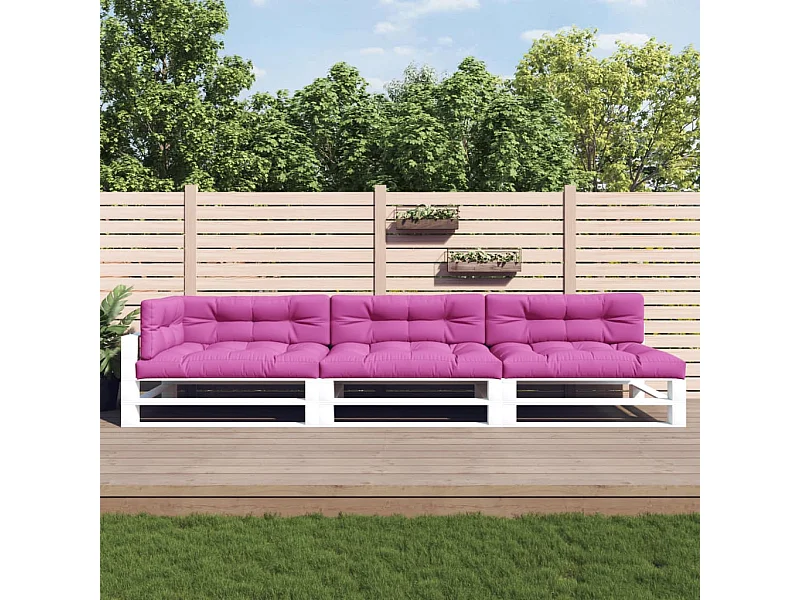 Cojines para palés 7 piezas tela rosa