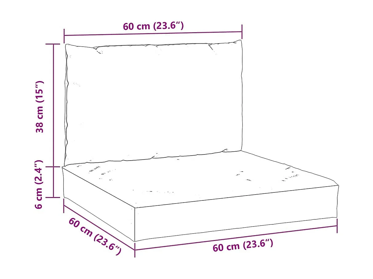 Coussins de palette 2 pièces rouge tissu oxford