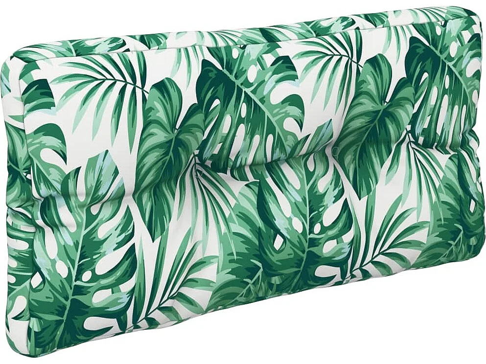 Coussin de palette motif de feuilles 70x40x12 cm tissu