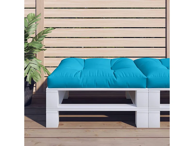 Coussin de palette bleu 80x80x12 cm tissu