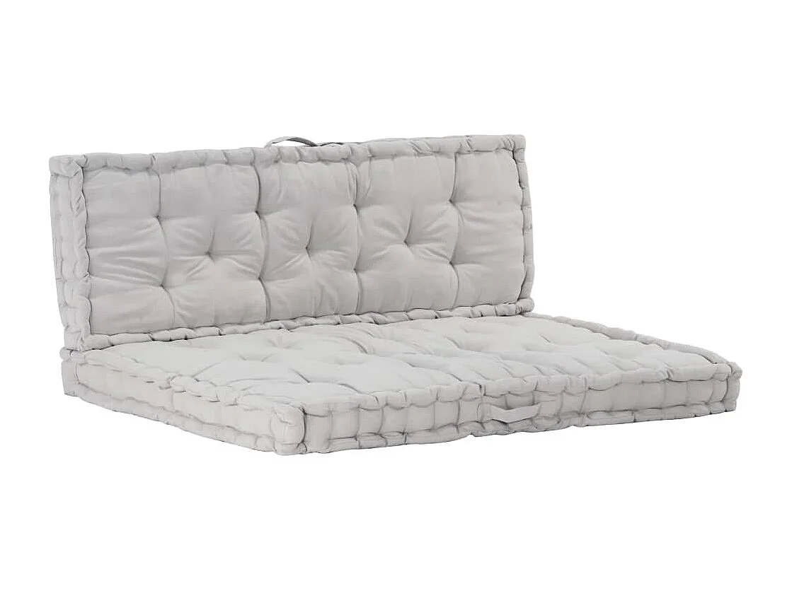Coussins de plancher de palette 2 pièces Coton Gris