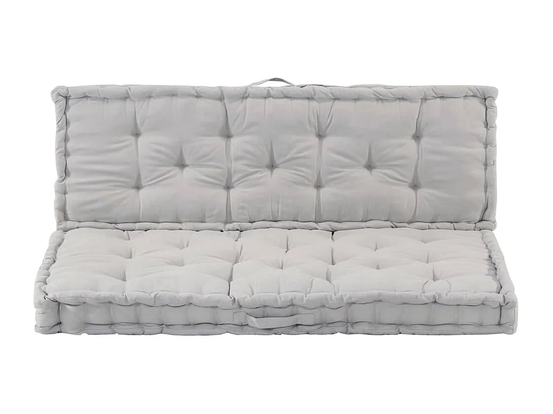 Coussins de plancher de palette 2 pièces Coton Gris