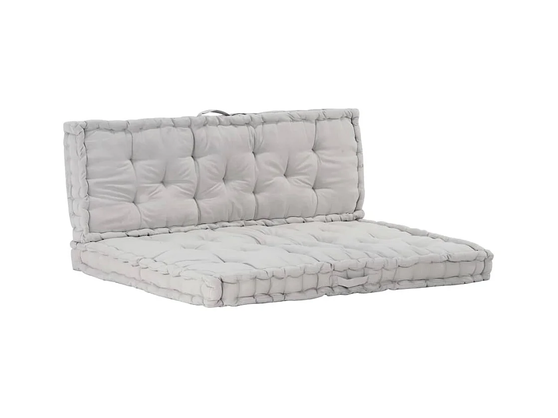 Coussins de plancher de palette 2 pièces Coton Gris