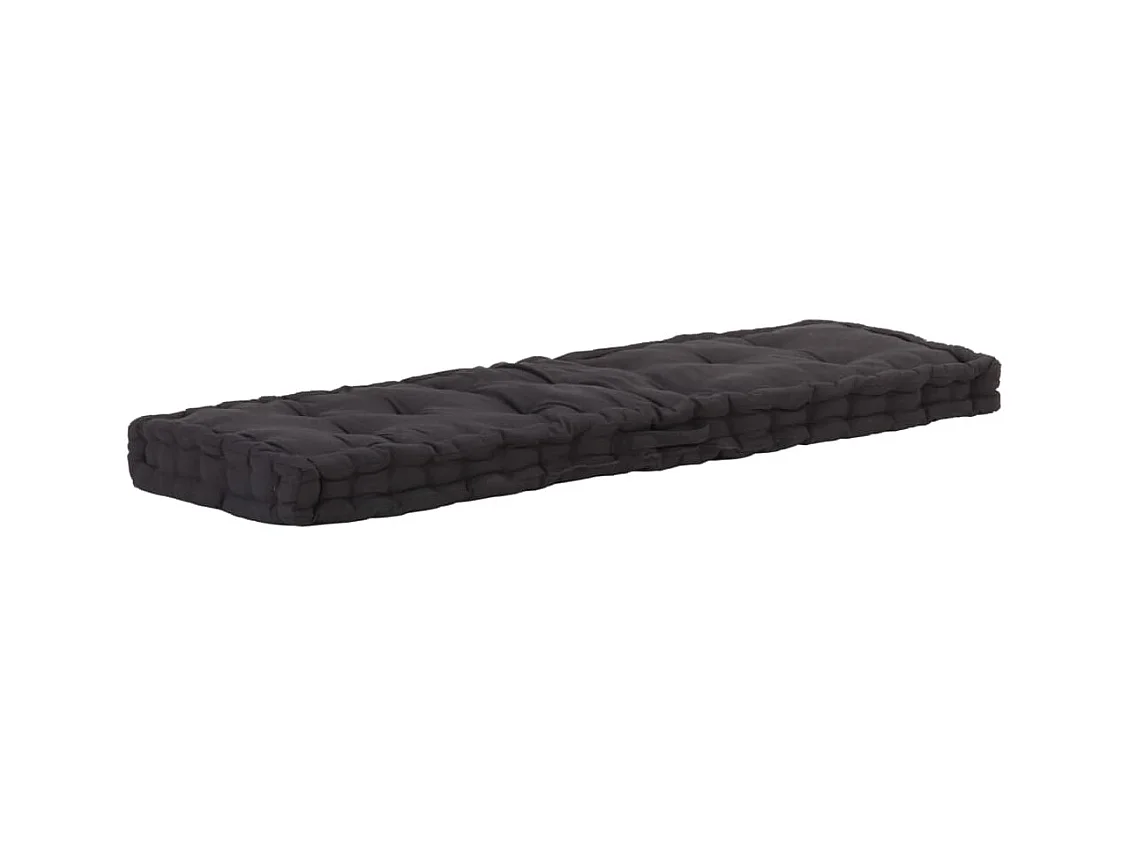 Coussin de plancher de palette Coton 120x40x7 cm Noir