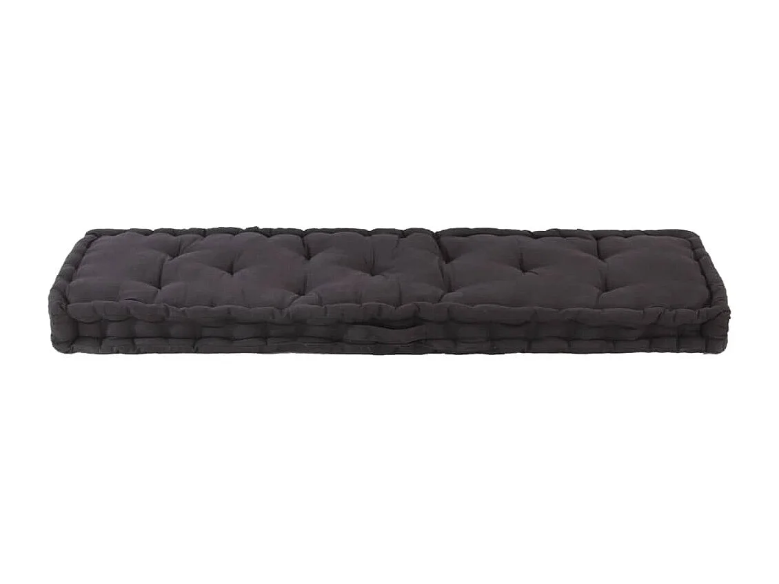 Coussin de plancher de palette Coton 120x40x7 cm Noir